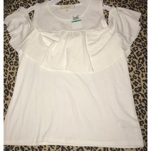 no comment Tops - White Ruffle Tank Top no comment Tops - White Ruffle Tank Top